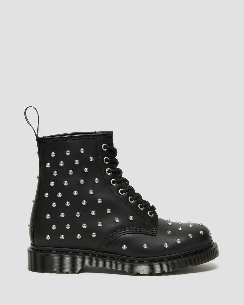 Men's Dr Martens 1460 Stud Wanama Leather Lace Up Boots Black | AU 537CTV